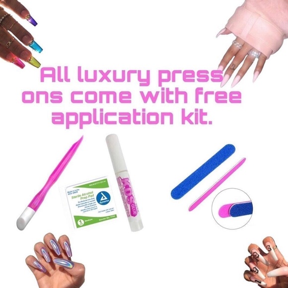 (2) Long and Short Set Pink glitter Jelly press on Nails - Picture 3 of 3